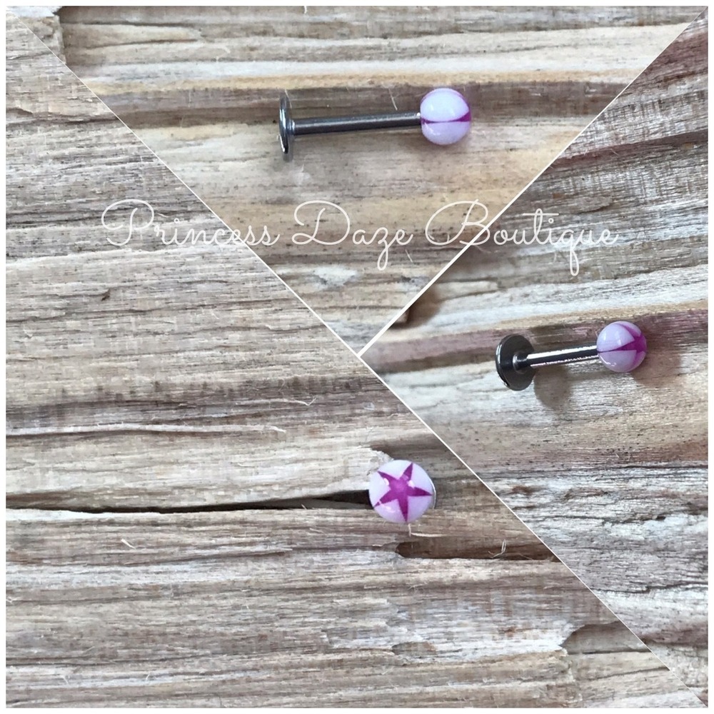 Stud Earring Lip Labret Monroe Piercing Ball Purple Star Accent